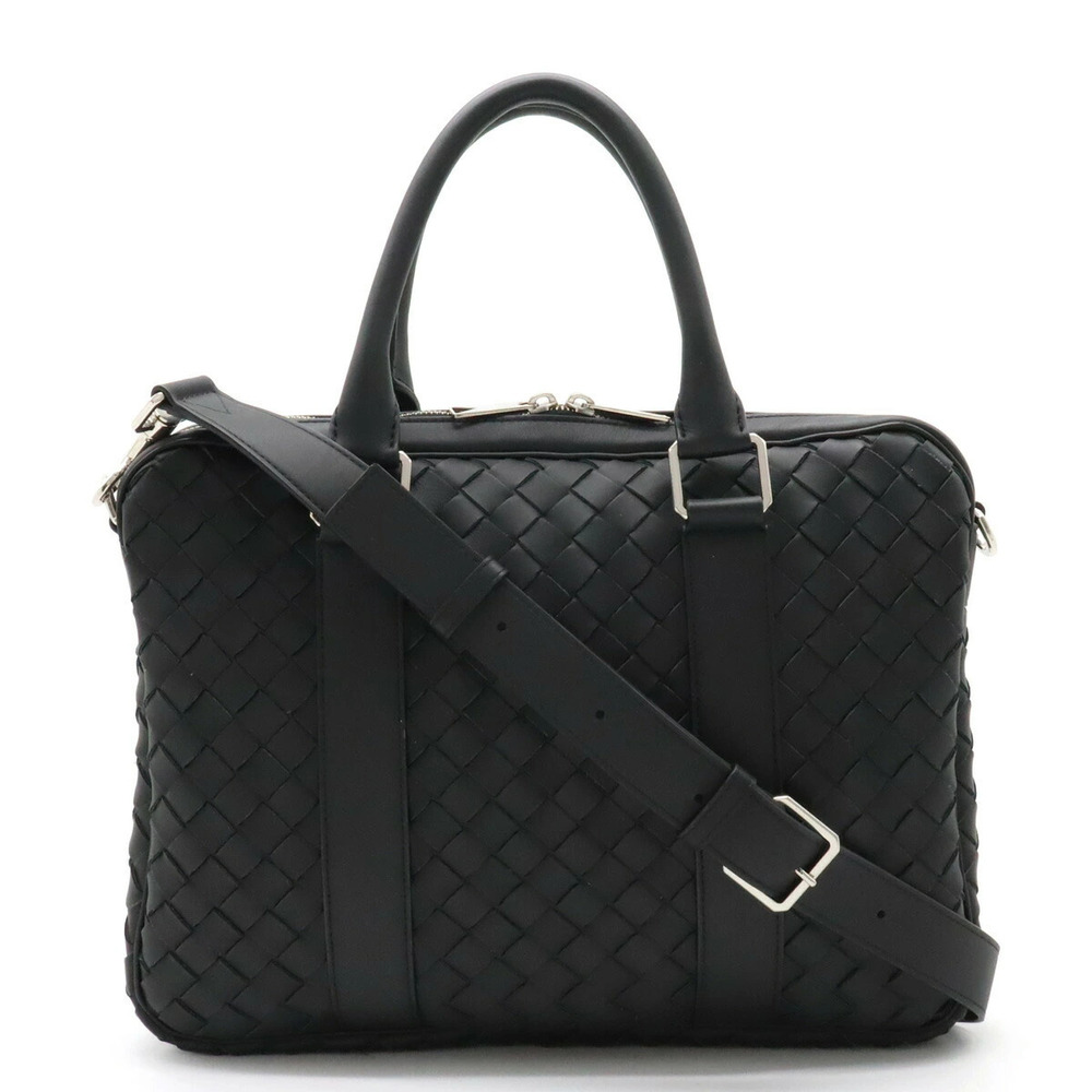 BOTTEGA VENETA Intrecciato Business Bag Briefcase Shoulder Leather Black